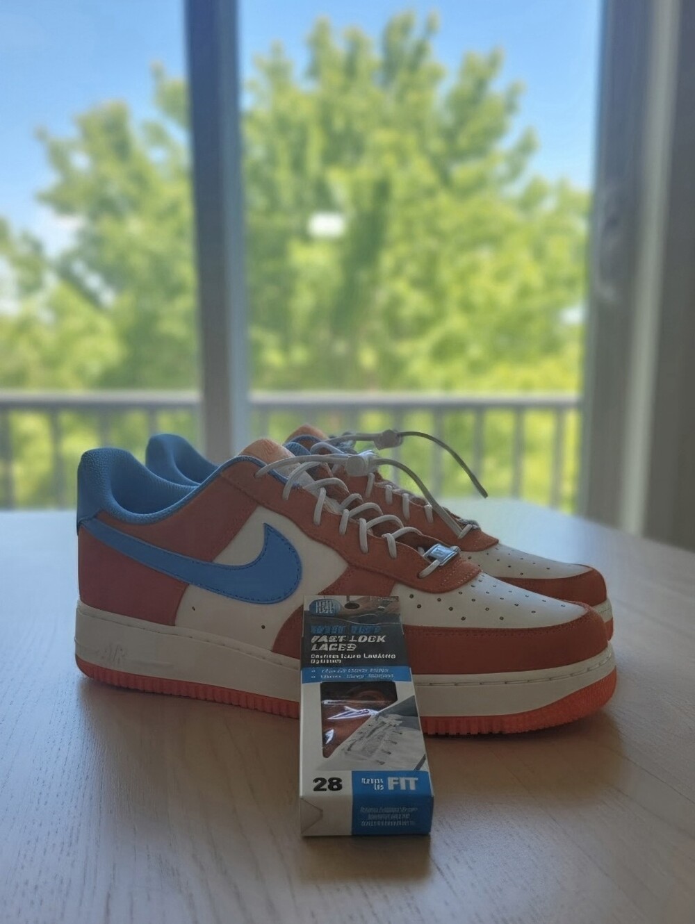 NWOT Nike Mens Low-Top Sneakers in White, Orange & Blue